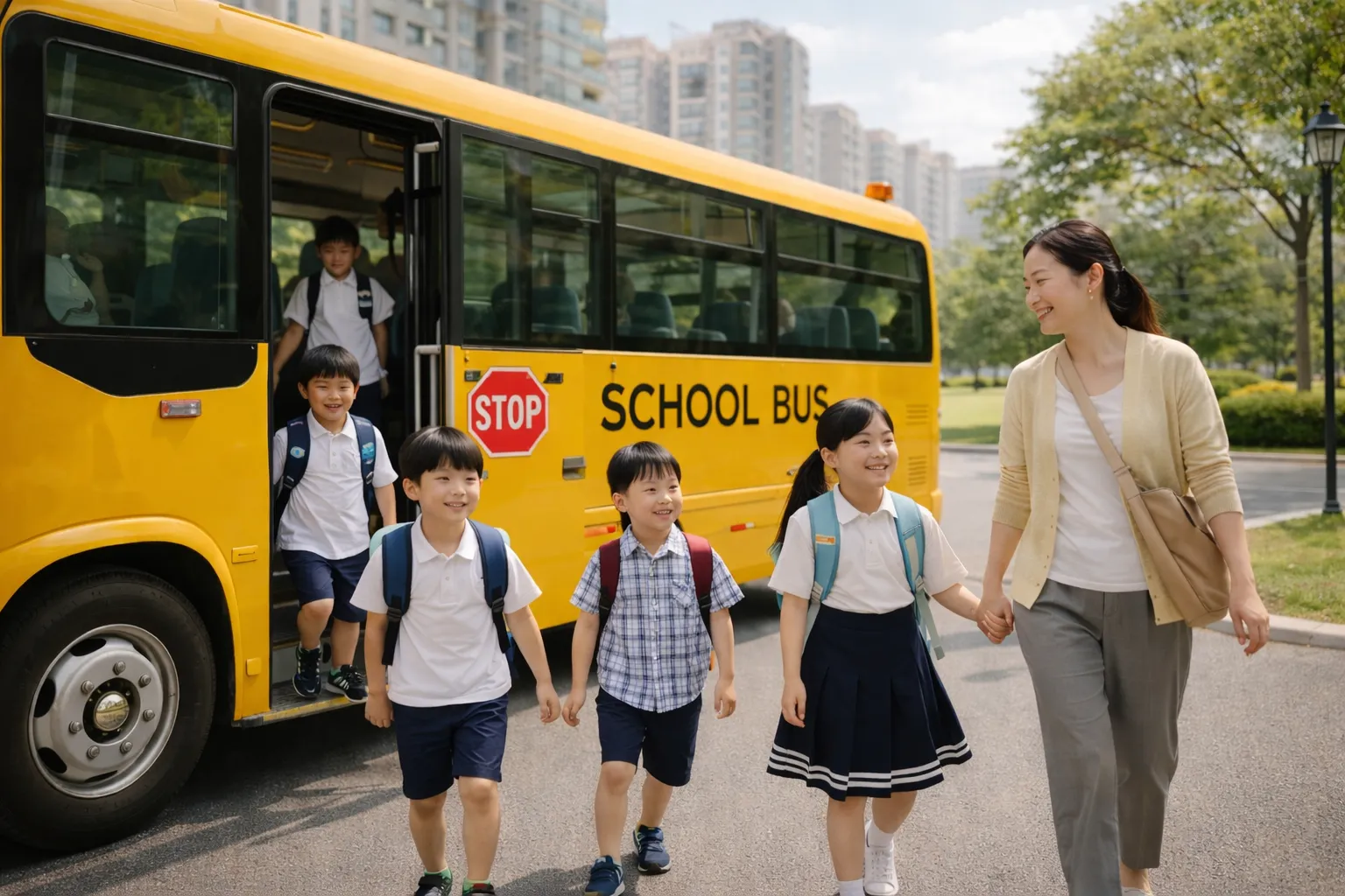 学校班车接送上学放学